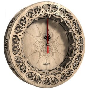 Floral Pattern Wooden Clock