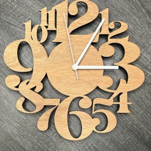 Modern Numbers Wooden Wall Clock