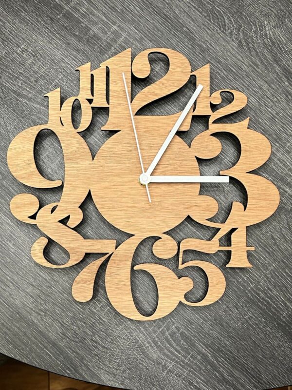Modern Numbers Wooden Wall Clock