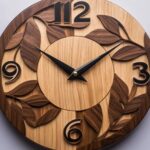nature carve wooden wall clock