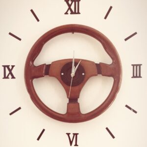 Steering Wheel Wooden Wall Clock