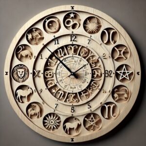 Wooden Zodiac Wall Clock