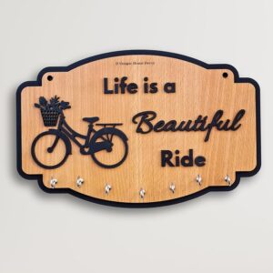 Black & Brown Wooden Bicycle Wall Key Holder