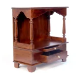 Premium Solid Carved Wooden Temple with Rich Red Finish