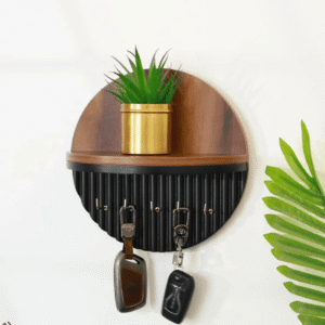 Round Wooden Key Holder with Shelf | KK Craft