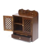 Carved Wooden Temple with Drawer and Tray