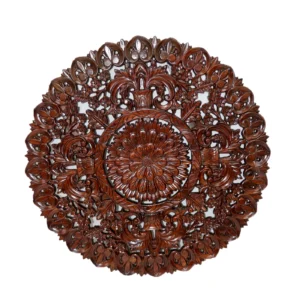 Intricately Carved Wooden Circle Wall Decor