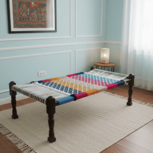 Traditional Rope Woven Wooden Cot