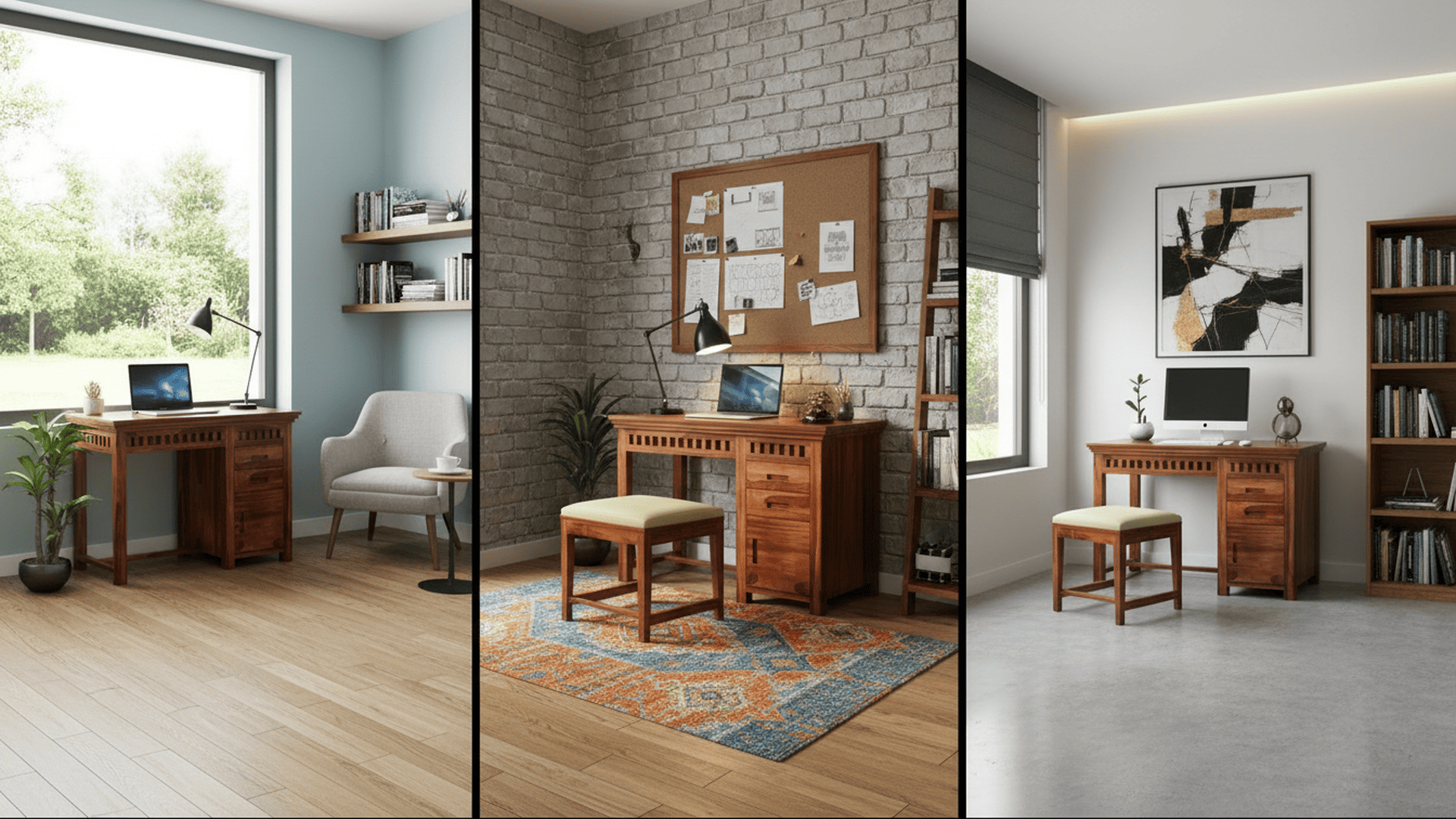 Adolph Study Table with Pull Out Drawers and Cabinet - Image 2