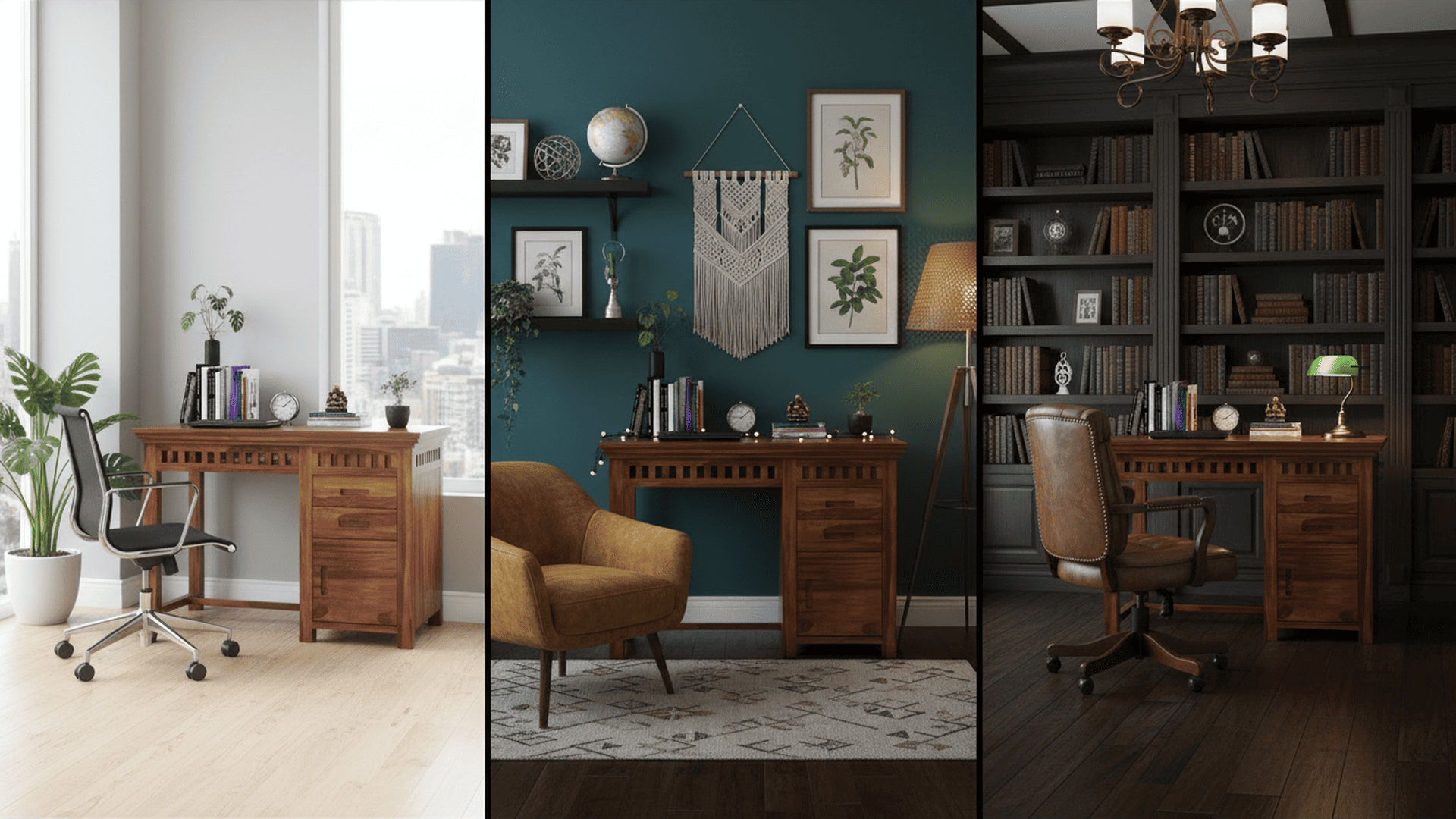 Adolph Study Table with Pull Out Drawers and Cabinet - Image 3