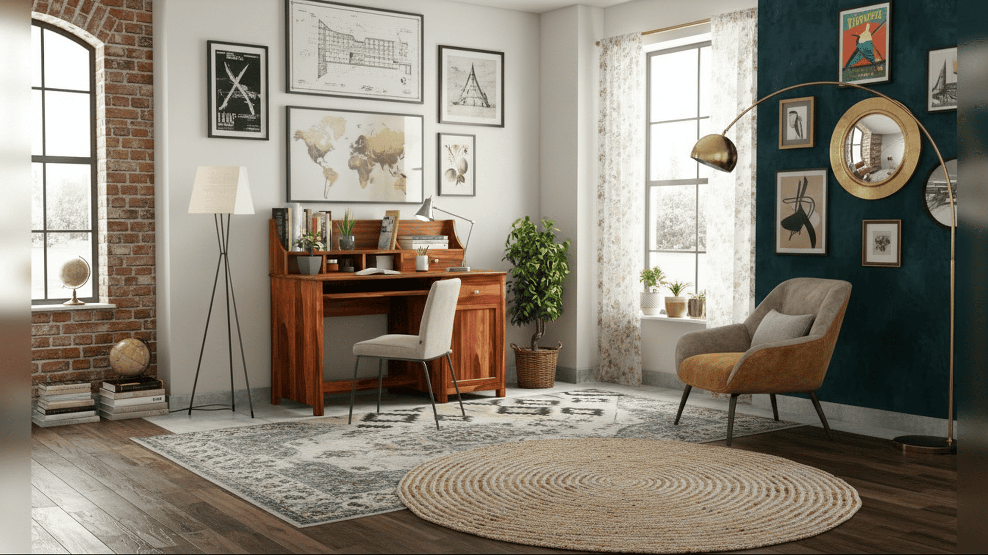 Nettle Wooden Study Table with Shelf – Honey Finish - Image 4