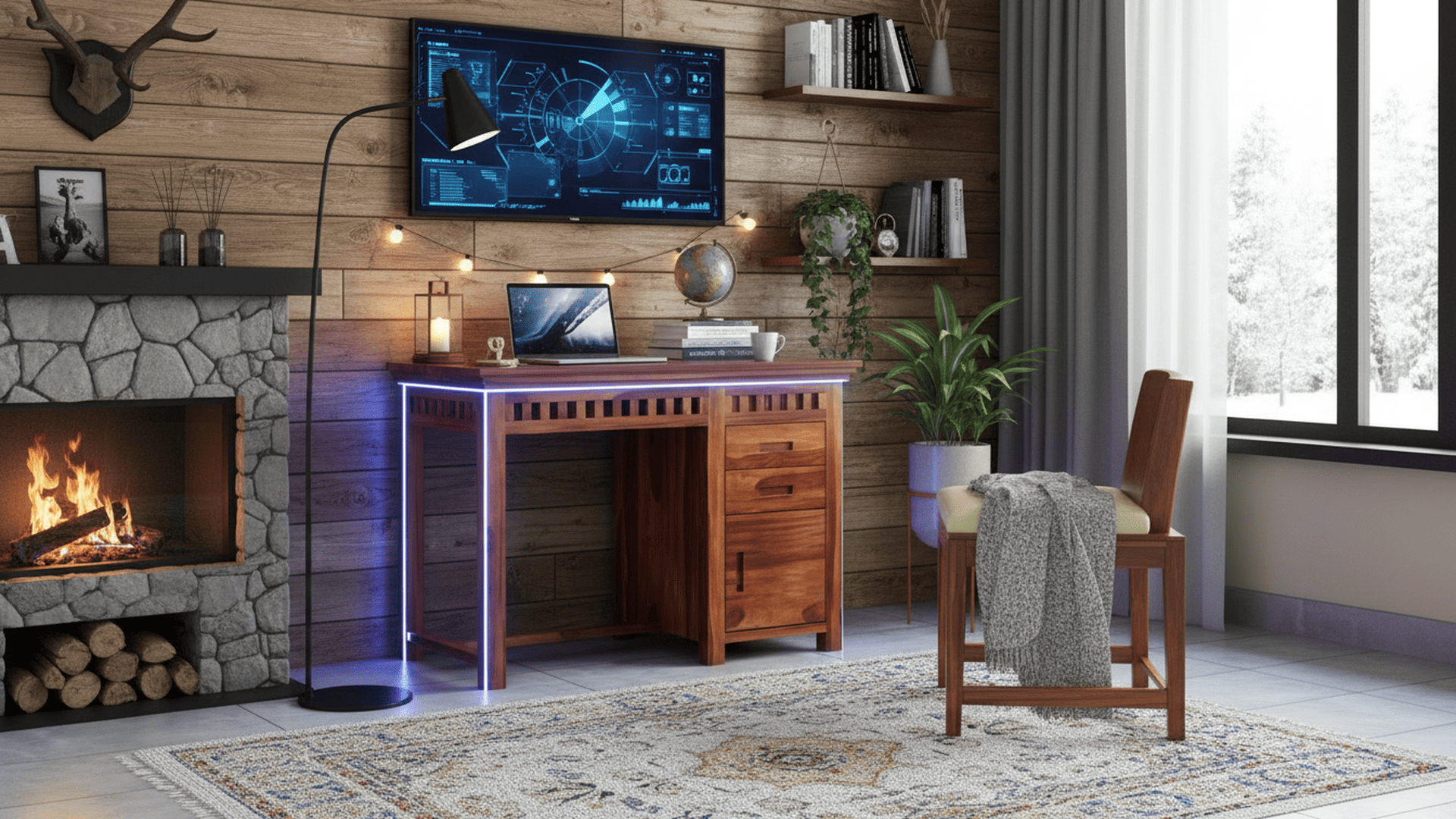 Adolph Study Table with Pull Out Drawers and Cabinet - Image 4