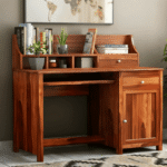 Nettle Wooden Study Table with Shelf – Honey Finish